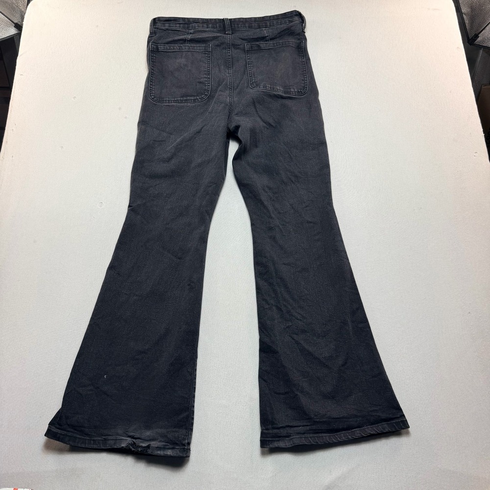 Celebrity Pink Flare Jeans Women Size 12 Black Excellent Braided Waist Pockets